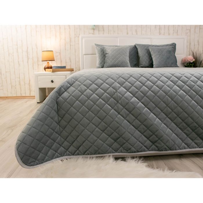 Покривало Руно двостороннє декоративне Velour Dark Grey ромб 150х220 см (360.55_Dark Grey ромб) зображення 4