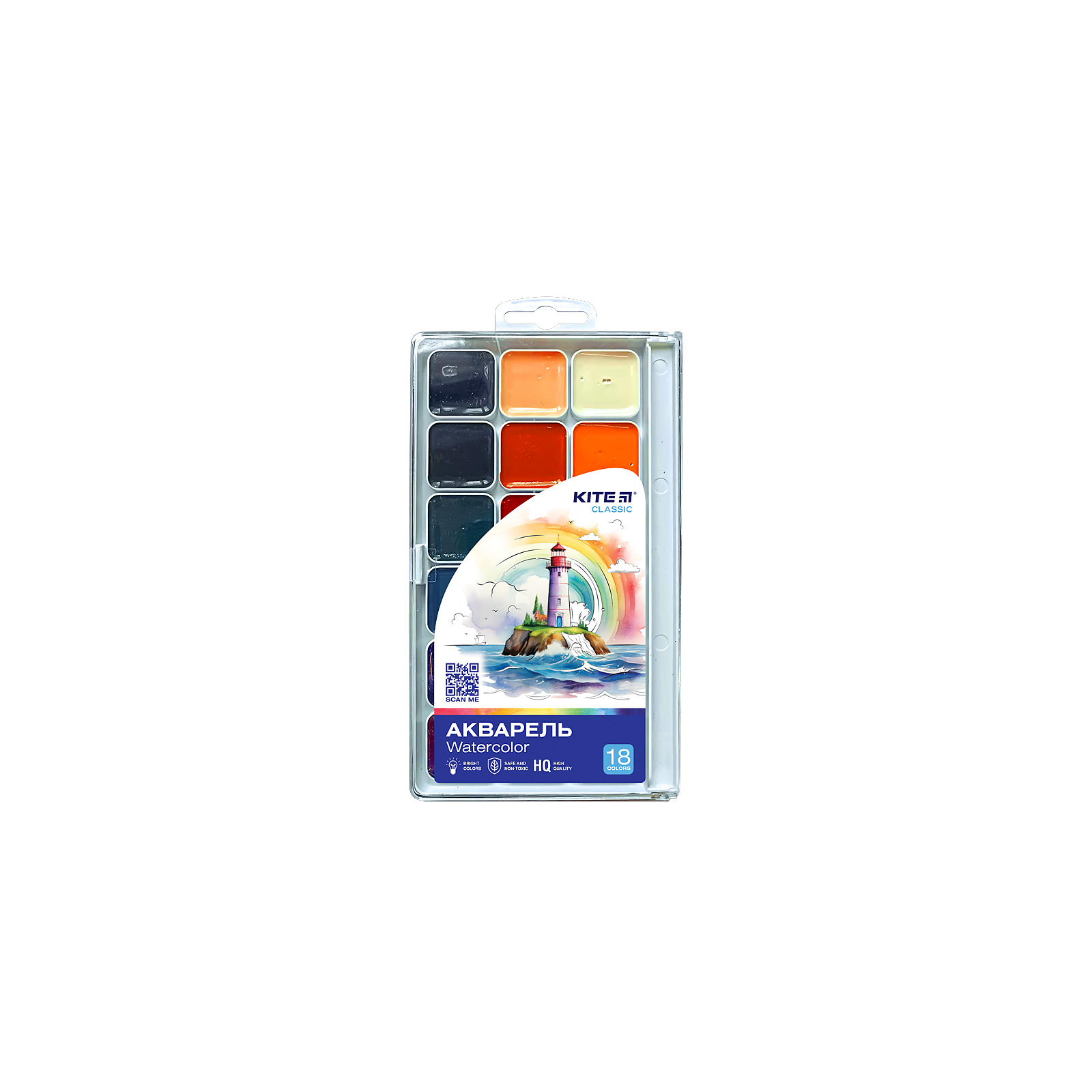 Акварельні фарби Kite Classic , 18 кольорів (K-066)