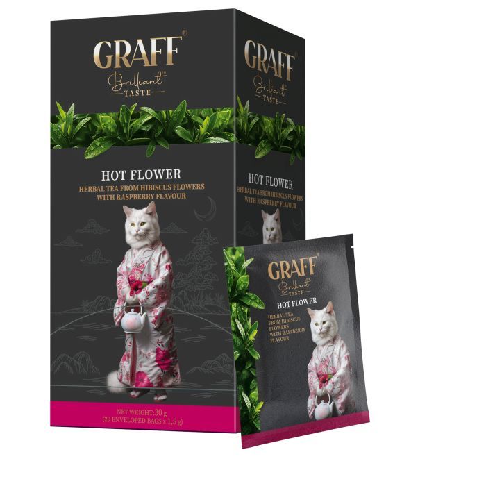 Чай Graff Hot Flower Каркаде с ароматом малины 20 пакетиков х 1.5 г (4820279610641)
