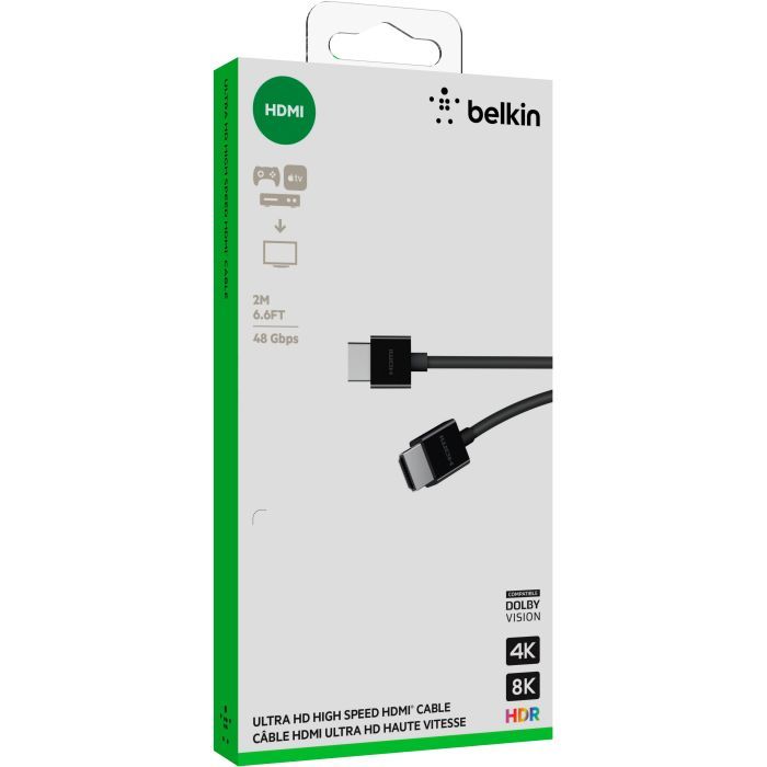 Кабель мультимедійний HDMI to HDMI 2.0m v2.1 High Speed Ethernet Belkin (AV10175BT2MBKV2) зображення 11