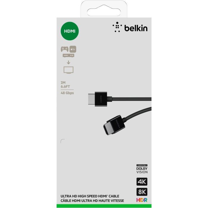 Кабель мультимедійний HDMI to HDMI 2.0m v2.1 High Speed Ethernet Belkin (AV10175BT2MBKV2) зображення 12