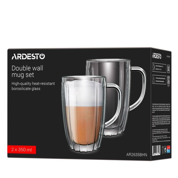 Набор чашек Ardesto 350мл, 2шт, боросилікатне скло, прозорий (AR2635BHN) изображение 6
