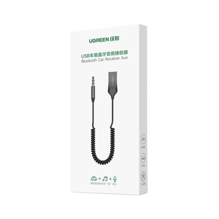 FM модулятор Ugreen Bluetooth 5.0 Aux with mic CM309 UGREEN Black (70601) зображення 3