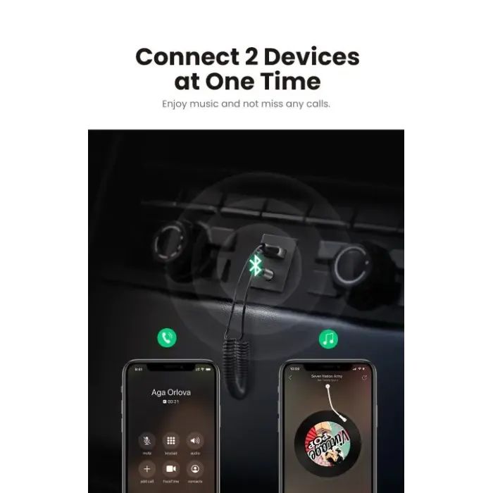 FM модулятор Ugreen Bluetooth 5.0 Aux with mic CM309 UGREEN Black (70601) зображення 8