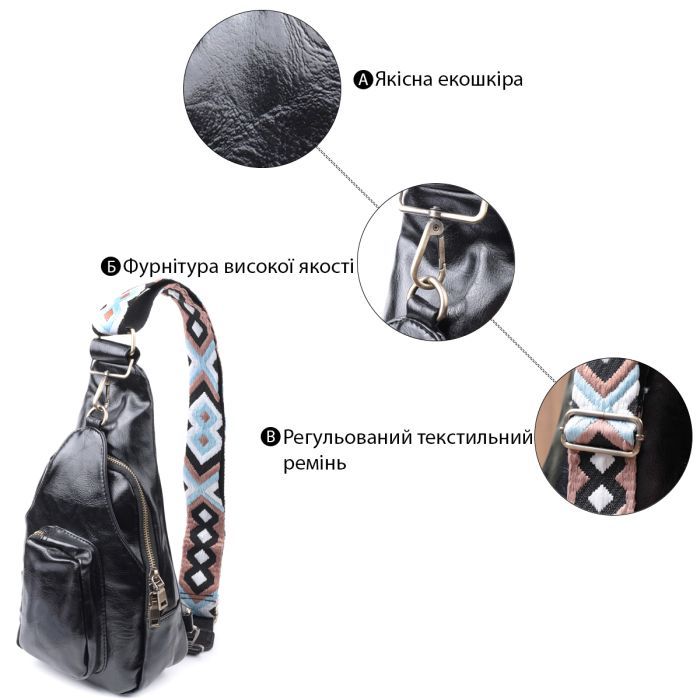 Сумка Vintage Женская из экокожи Черная (22776) изображение 4