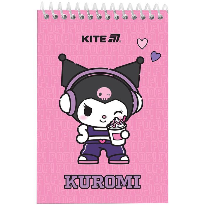 Блокнот Kite на спирали Kuromi А6, 48 листов, нелинованный (HK25-196-2)