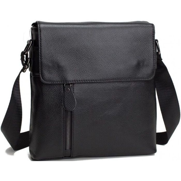 Сумка Vintage Мессенджер кожаная Черная (14576) изображение 2