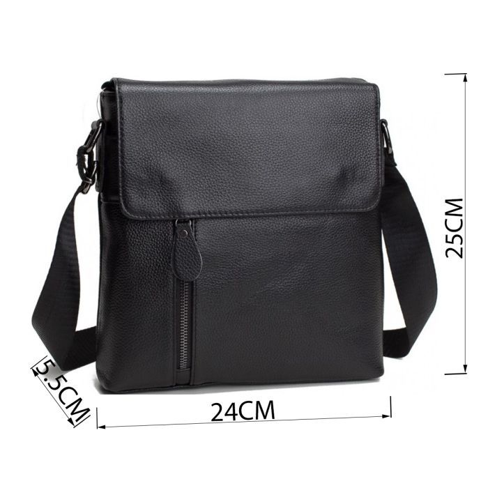 Сумка Vintage Мессенджер кожаная Черная (14576) изображение 4