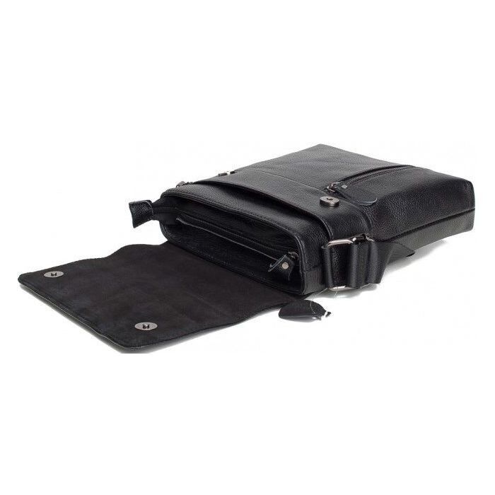 Сумка Vintage Мессенджер кожаная Черная (14576) изображение 7