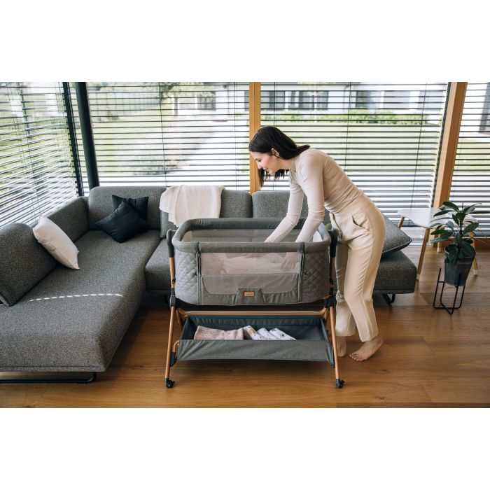 Кроватка FreeON прикроватная и стульчик для ребенка Nest & Feed 2 в 1, grey (84959) изображение 5