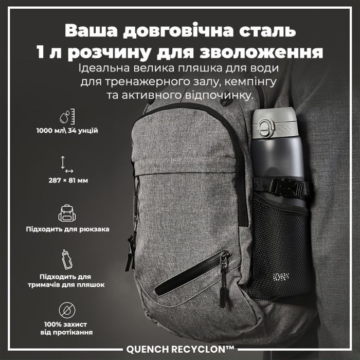 Пляшка для води ION8 OneTouch 1000 мл BPA Free, Rose Quartz (I8RF1000ROS) зображення 5