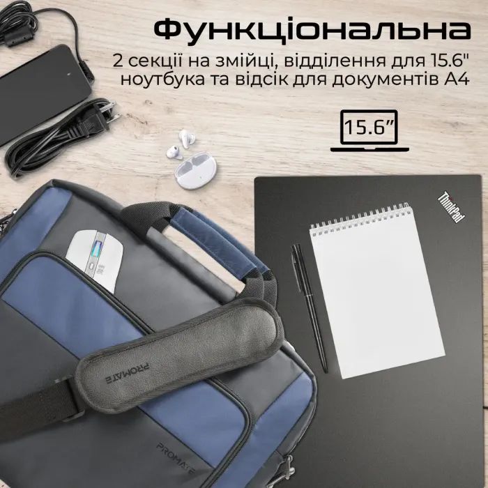 Сумка для ноутбука Promate 15.6" Limber-MB black (limber-mb.black) изображение 2