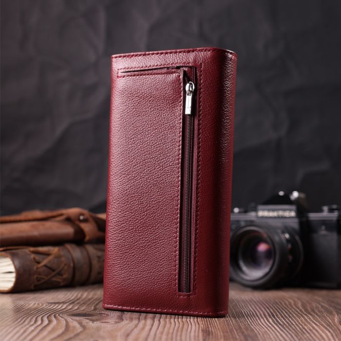 Гаманець ST Leather З натуральної шкіри Бордовий (22547) зображення 9