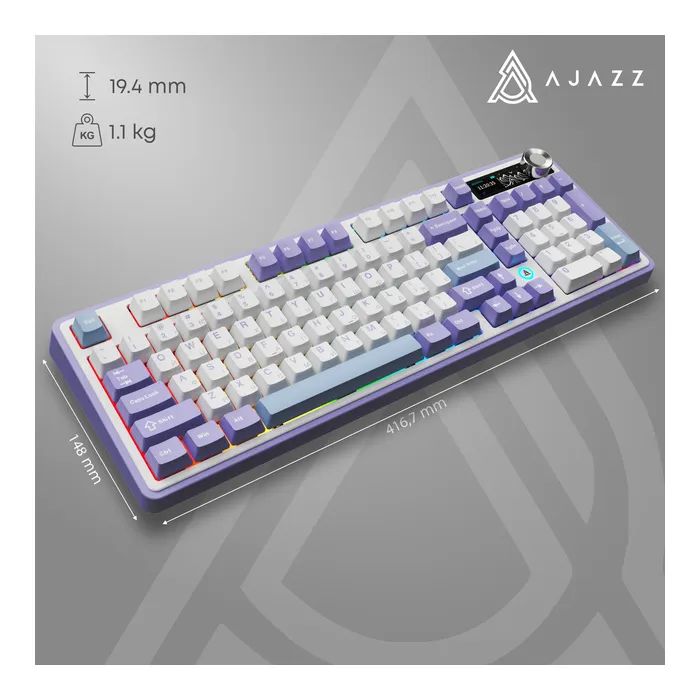 Клавіатура Ajazz AK980 Clear Sky Switch Purple RGB USB/Wireless/Bluetooth UA Purple (AK980-CS-PWB) зображення 8