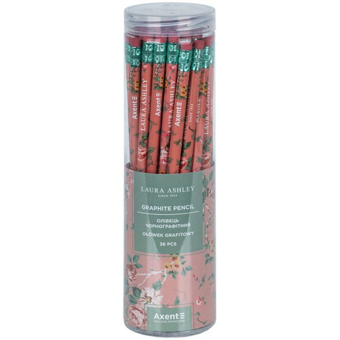 Олівець графітний Axent LA, Charming круглий, з гумкою, НВ (9009/36-21-A) зображення 2