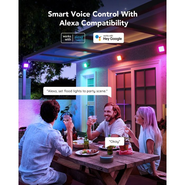 Светильник Govee H7060 LED Smart Flood Lights, 4pcs, RGBICWW, Wi-Fi/Bluetooth, Black (H7060311) изображение 12
