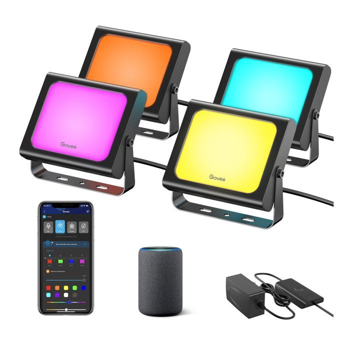 Светильник Govee H7060 LED Smart Flood Lights, 4pcs, RGBICWW, Wi-Fi/Bluetooth, Black (H7060311)