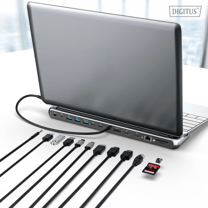 Порт-реплікатор Digitus USB-C > 2xHDMI/1xDP/3xUSB-A/USB-C/RJ54/PD/Audio (DA-70919) зображення 5