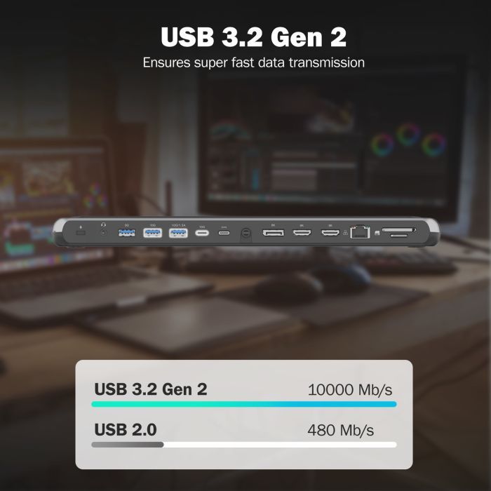 Порт-реплікатор Digitus USB-C > 2xHDMI/1xDP/3xUSB-A/USB-C/RJ54/PD/Audio (DA-70919) зображення 9