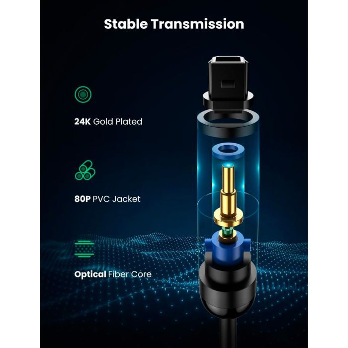 Кабель мультимедийный Optical Toslink 1.5m AV122 black Ugreen (70891) изображение 4