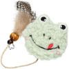 Игрушка для кошек Hippie Pet Плюшевая лягушка с перышком зеленая 11 см (HIPCT2304102-2)