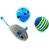 Игрушка для кошек Hippie Pet Мышка и два мячика, серый и синий (HIPSET2303005)