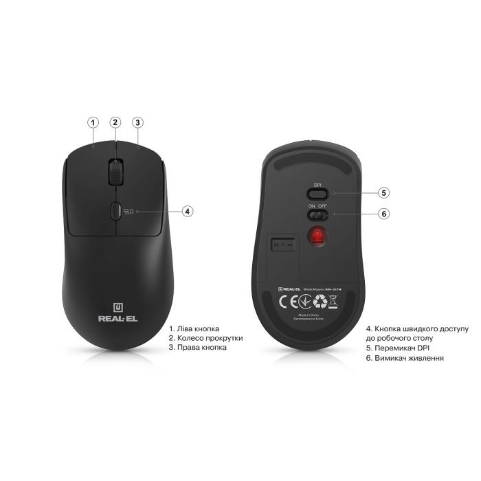 Мышка REAL-EL RM-317W Wireless Black (EL123200052) изображение 10