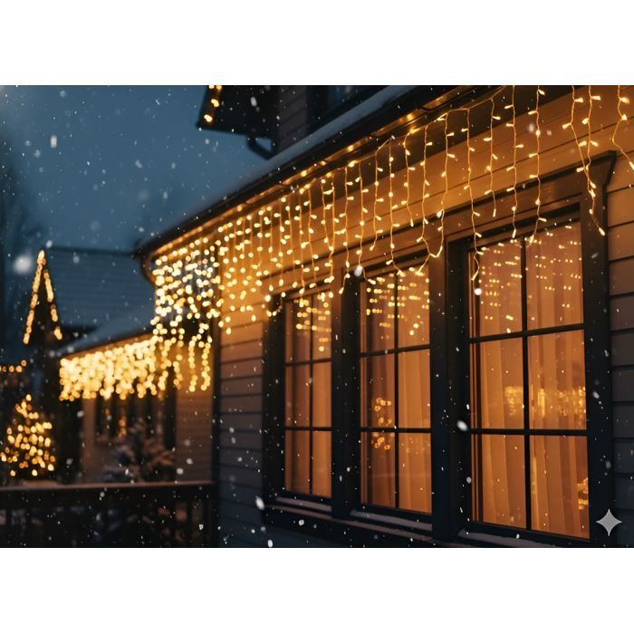 Гирлянда Chomik Бахрома 300 LED 12 м, теплий білий, IP44, від мережі (5900779879843) изображение 3