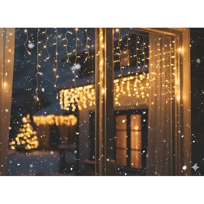 Гирлянда Chomik Бахрома 300 LED 12 м, теплий білий, IP44, від мережі (5900779879843) изображение 4
