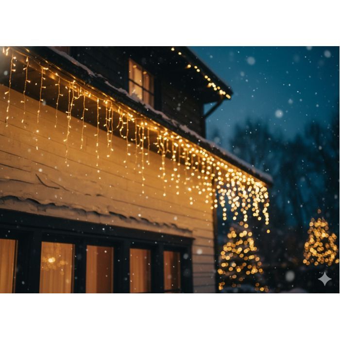 Гирлянда Chomik Бахрома 300 LED 12 м, теплий білий, IP44, від мережі (5900779879843) изображение 5