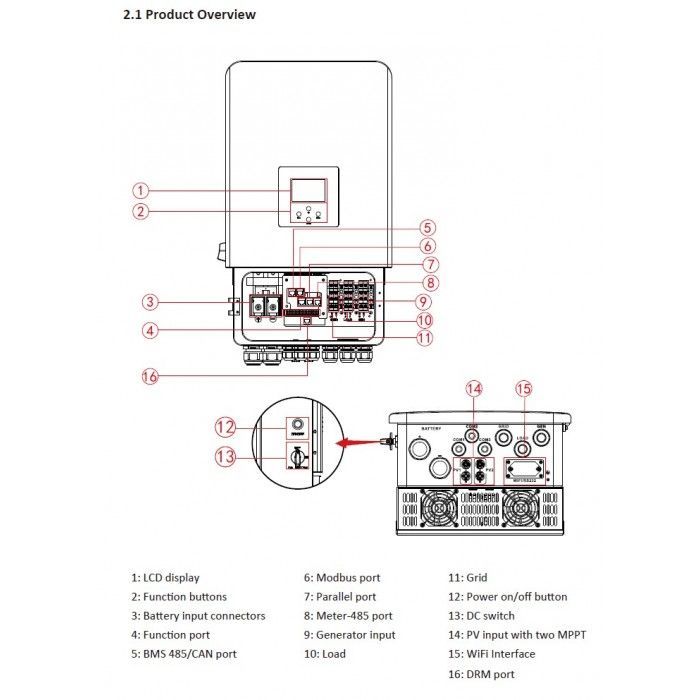Сонячний інвертор Deye SUN-10K-SG05LP3-EU-SM2	10kW WiFi (SUN-10K-SG05LP3-EU-SM2) зображення 5