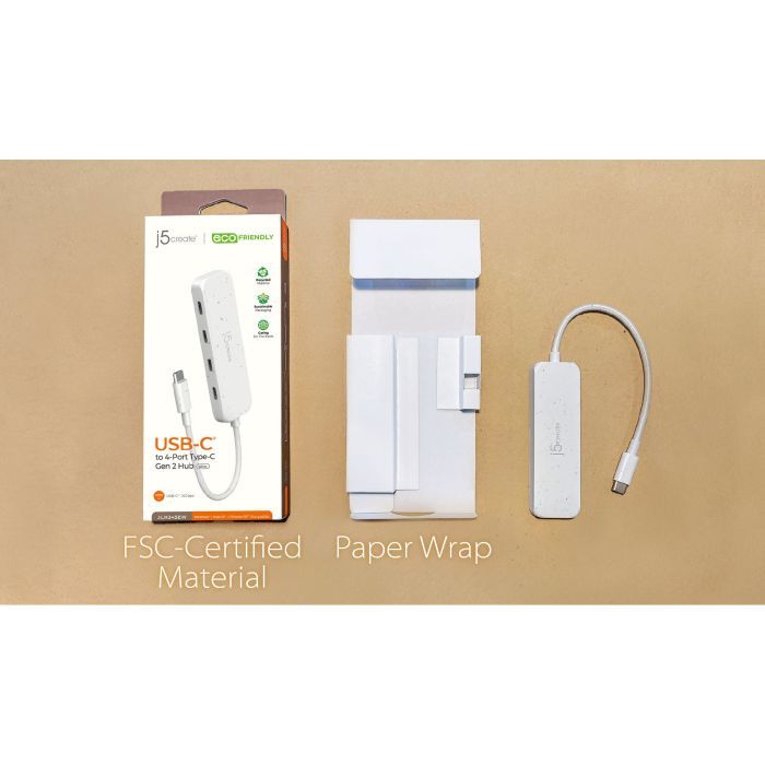 Концентратор J5create USB-C to 4xUSB-C 3.2 10Gbps white (JCH345EW-N) зображення 5