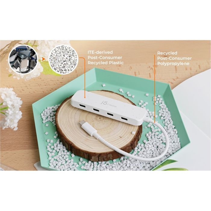 Концентратор J5create USB-C to 4xUSB-C 3.2 10Gbps white (JCH345EW-N) зображення 9