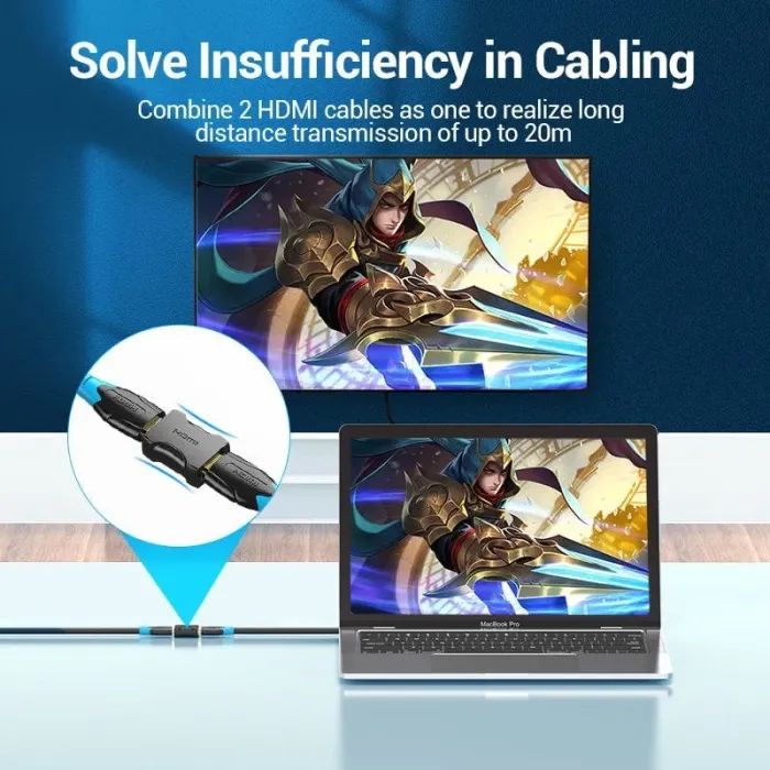 Перехідник HDMI F to HDMI F black Vention (AIRB0) зображення 3