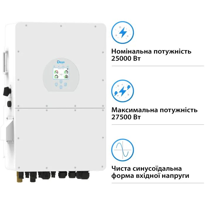 Сонячний інвертор Deye SUN-25K-SG02HP3-EU, 25кВт (SUN-25K-SG02HP3-EU) зображення 3