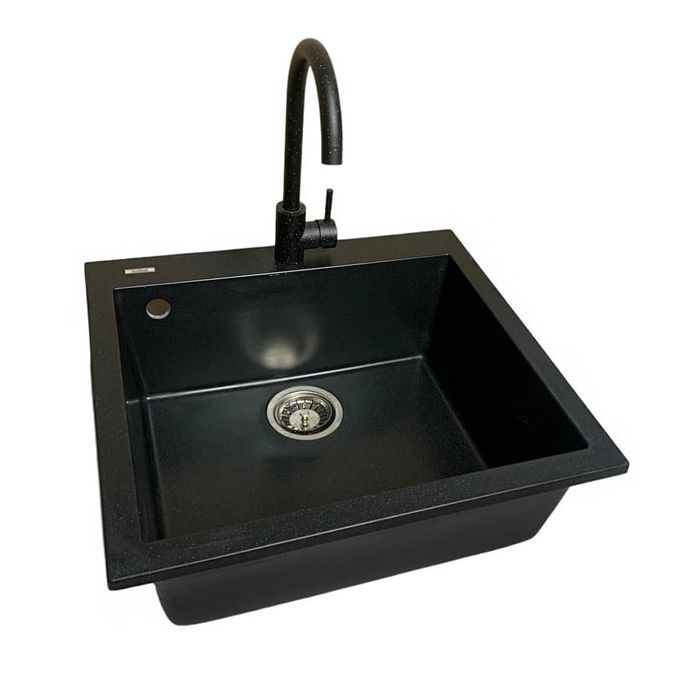 Мойка кухонная Adamant Univer чорний + змішувач + дозатор + ополіскувач склянок + коландер (4824296106603) изображение 2