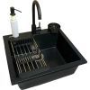 Мойка кухонная Adamant Univer чорний + змішувач + дозатор + ополіскувач склянок + коландер (4824296106603)