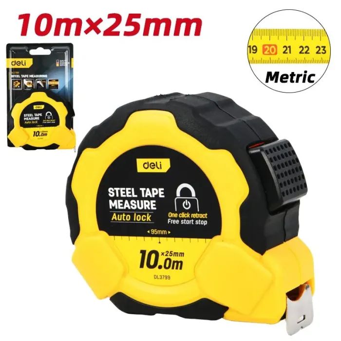 Рулетка Deli сталева 10 м x 25 мм (EDL3799) зображення 2