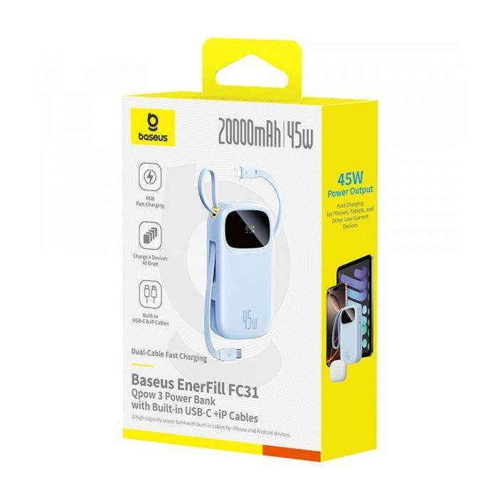 Батарея універсальна Baseus EnerFill FC31 Qpow 3 20000mAh 45W PD/3.0 QC/4.0 Black (E0028D00) зображення 3