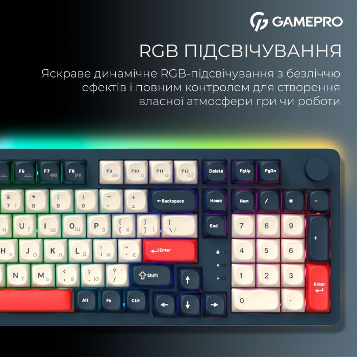 Клавиатура GamePro Asgard Drakkar Keychron Super Red Switch Wireless/Bluetooth/USB UA Black (MK305BK) изображение 16
