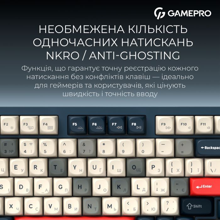 Клавиатура GamePro Asgard Drakkar Keychron Super Red Switch Wireless/Bluetooth/USB UA Black (MK305BK) изображение 17
