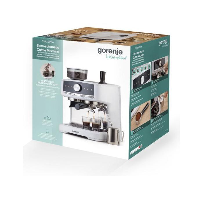Рожковая кофеварка эспрессо Gorenje GSACM20W изображение 28