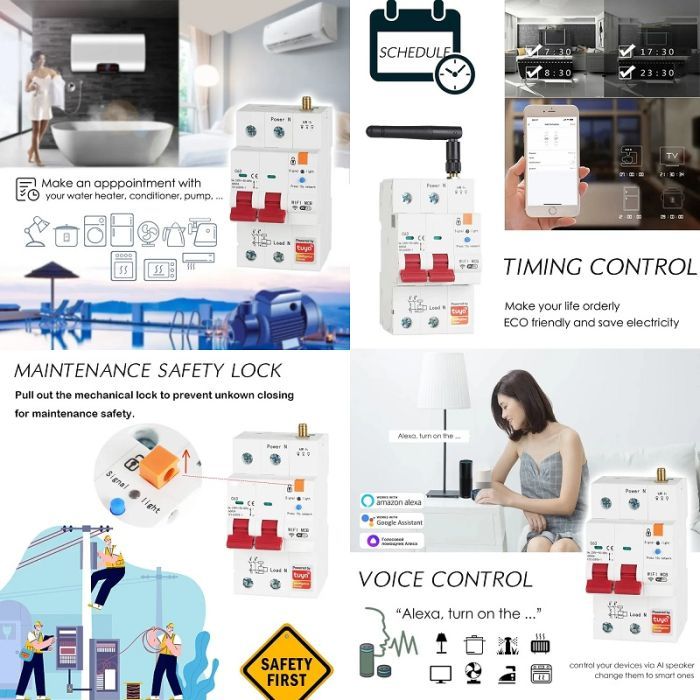 Автоматичний вимикач TUYA 1P+N, Wi-Fi, RS485, 63A (HS084059) зображення 3