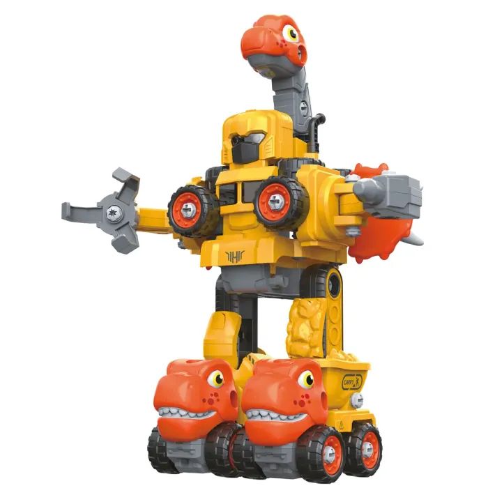 Конструктор Otamanko Машинка-конструктор Трансформер Динозавр 5 в 1 Желтый/оранжевый (OTA-131TS)