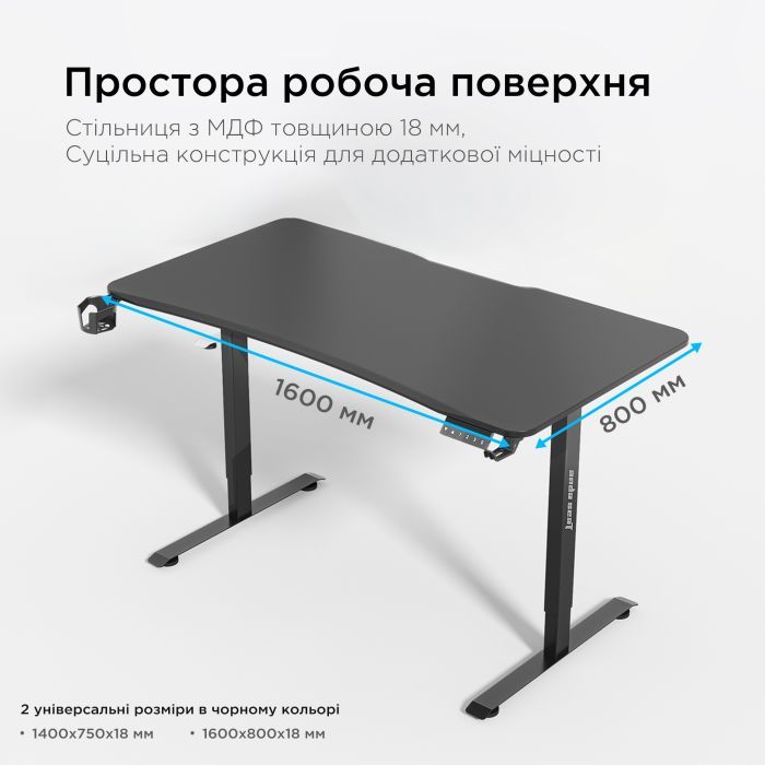 Комп'ютерний стіл Anda Seat Xtreme E Black (AD-D-DD1-1600-06-B) зображення 12
