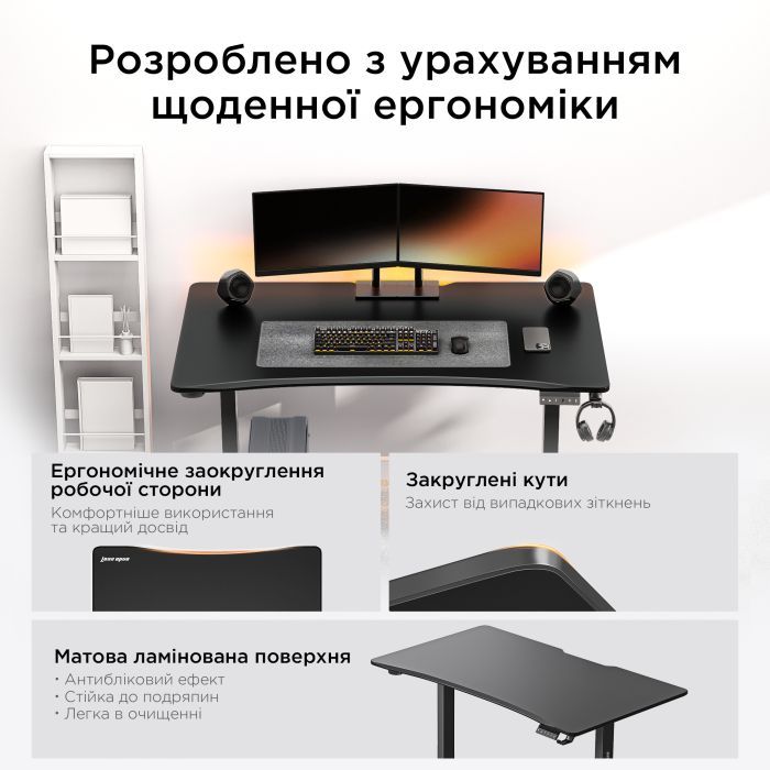 Комп'ютерний стіл Anda Seat Xtreme E Black (AD-D-DD1-1600-06-B) зображення 14