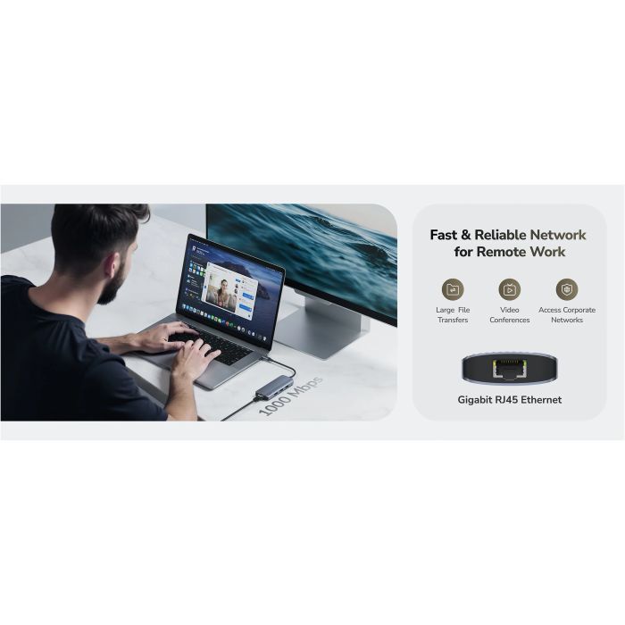 Концентратор Cudy USB-C 6-in-1 1xHDMI 4K + 1xUSB-C + 1xUSB 3.0 5Gbps + 2xUSB 2.0 (UH606) изображение 5