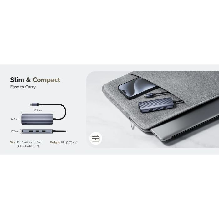 Концентратор Cudy USB-C 6-in-1 1xHDMI 4K + 1xUSB-C + 1xUSB 3.0 5Gbps + 2xUSB 2.0 (UH606) изображение 7