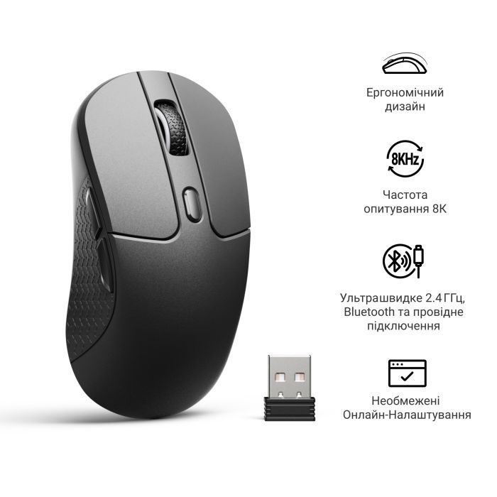Мишка Keychron M3 Wireless/Bluetooth/USB Black (M3-A23) зображення 6