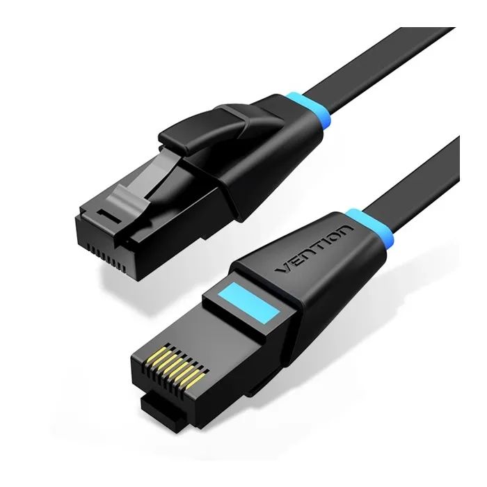 Патч-корд 1м, UTP cat 6 RJ-45 flat black Vention (IBJBF)